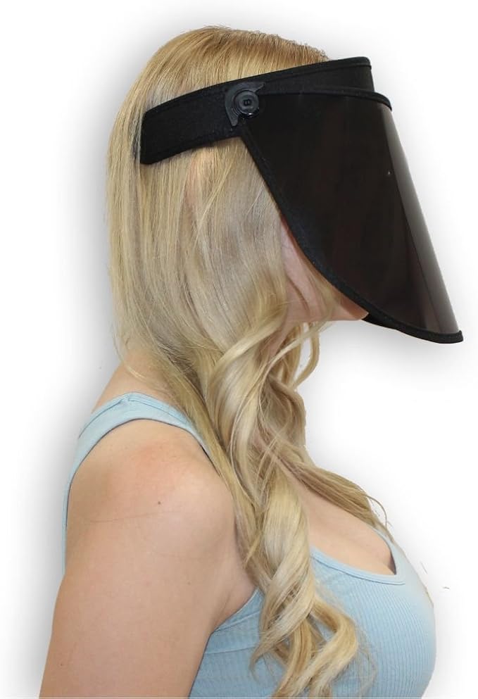 Solar Face Shield 7 in Black Full Face Sun Protection UPF 50 Post