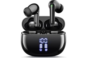 HUIFU Wireless Earbuds Bluetooth Headphones, Ear Buds with Deep Bass, 40H Long Playtime, Power Display, IPX7 Waterproof in Ear Earphone with Mic for Phone Tablet Sports Workout, Black