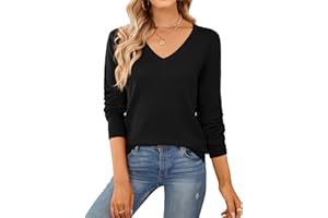 QUALFORT Women's Sweater 100% Cotton Long Sleeve Pullover Sweater Soft Lightweight Knit Tops 2025