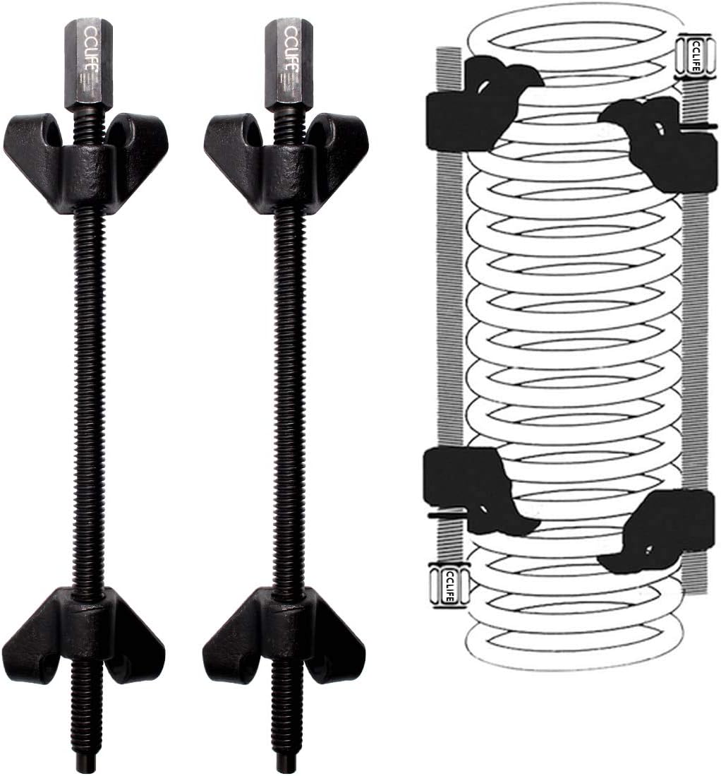 CCLIFE Universal 2Pc Coil Spring Compressor Kit Suspension Clamp Tool Set 370MM, Black