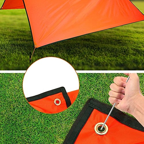 Winis 85"x85" Waterproof Tarps Picnic Blanket Mat Camping Moisture Barrier Outdoor Mutifunctional Tent Tarp Footprint Ground Sheet Mat with Drawstring Carrying Bag(Orange) - Thumbnail 3