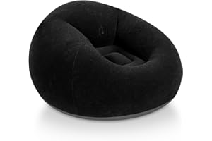 Realspring Inflatable Bean Bag Chairs for Adult Blow up Chairs Lazy Sofa Folding Portable Inflatable Chair for Movie Outdoor Room Bedroom Reading Camping(Black)