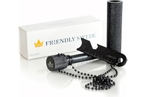 The Friendly Swede XL Ferro Rod Fire Starter Tool — Flint and Steel Fire Starter Survival Tool w/Large Ferro Rod; Weatherproof Firestarter for Camping & Hiking; Flint and Steel Kit w/Cylinder Case