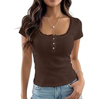 Maglietta casual da donna stile Y2K, collo rotondo, colore uno