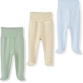 ACESTAR Newborn Infant Baby Boys Girls Cotton High Waist Footed Pants Casual Leggings with Feet 0-12 Months 3-PACK/1-PACK