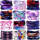 6PCS/8PCS/9PCS/12PCS Seamless Headband camo Bandanas Headwear for Men&Women Neckwarmer Scarf 16-in-1 Multifunctional for Music Festivals Raves Neck Gaiter Magic Scarf Fishing Sweatband(12PCS-Purple)