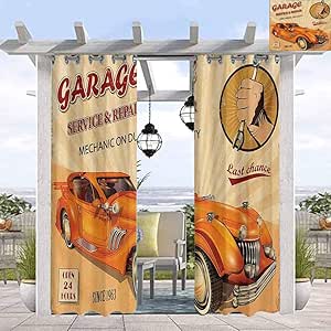 Cortinas opacas para ventana de estilo retro, 100 % para exteriores