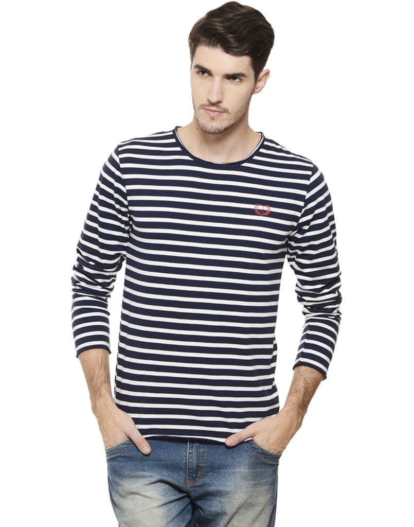 rigo men's cotton striped full sleeves t-shirt