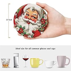 Christmas Absorbent Coasters with Holder Set of