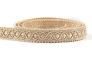 Hedonghexi Gimp Braid Trim, 0.59 Inch / 10 Yards Fabric Trim，Gold Silver Fabric Trim，Upholstery Trim for Sewing Polyester Hand DIY Crafts Costume Home Decorative