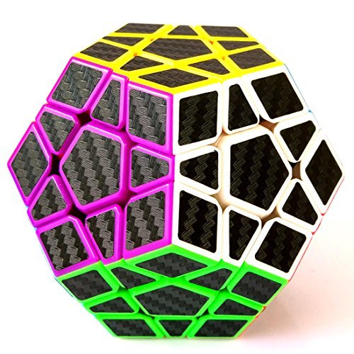 Megaminx Cube, Haip Carbon Fiber Sticker Megaminx Speed Cube Puzzle Cube (Bag/Base Holder Included)