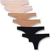 Amazon Essentials Women's Peached Microfiber Thong, Pack of 6