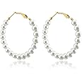 Pearl Hoop Earrings for Women Fashion Dangle Hypoallergenic Layer Earrings Drop Dangle Earrings Gifts for Women