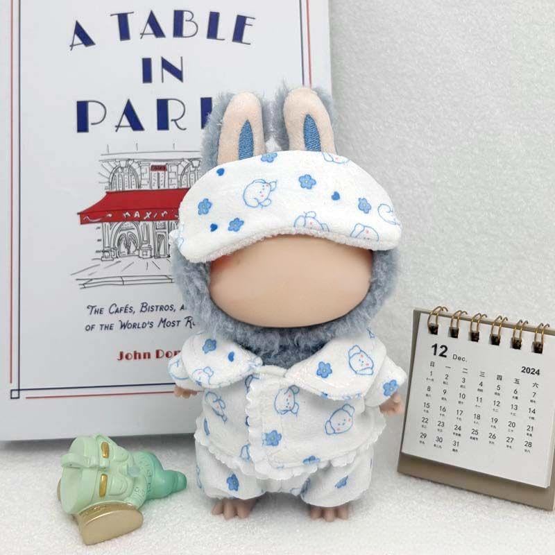 Photo 1 of 17cm Macaroon labufu Doll Clothes Good Night Bed Pajamas Set Clothes Pants and Eye mask Baby Cozy Little Home Gifts for People