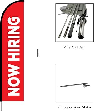 Amazon Com Now Hiring Sign Banner Swooper Feather Flag Pole Kit