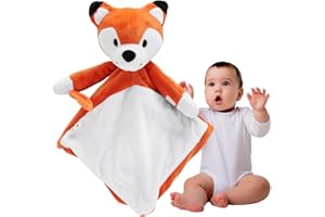 Riff Raff Sleep Soother Sleep Aid Lullaby for Newborn/Baby 0+ Months, Portable White Noise Plush Sound Machine, Heartbeat & White Noise Plush, Washable Stuffed Animals for Babies w/Velcro Strap - Fox