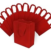 ZENPAC Red Gift Bags, Reusable Fabric Tote Bags Small with Handles, Red Christmas Bags for Holidays, Shopping, Retail, Grocery Use, Small Business, Bulk, 8x4x10, 12 Pack