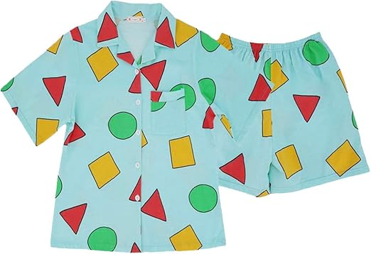 Cleiks クレクス レディース パジャマ 夏 綿 半袖 ルームウェア メンズ 上下セット 春 クレヨンしんちゃん 可愛い アイマスク ショートパンツ パジャマセット 前開き 夫婦 カップルパジャマ 部屋着 プレゼント M L Xl Xxl アカパジャマきぱじゃまチャパジャマ