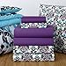 16 Piece Girls Student Starter Pak ? Twin XL College Dorm Bedding and Bath Set (Color: Ashley Damask and Grape)