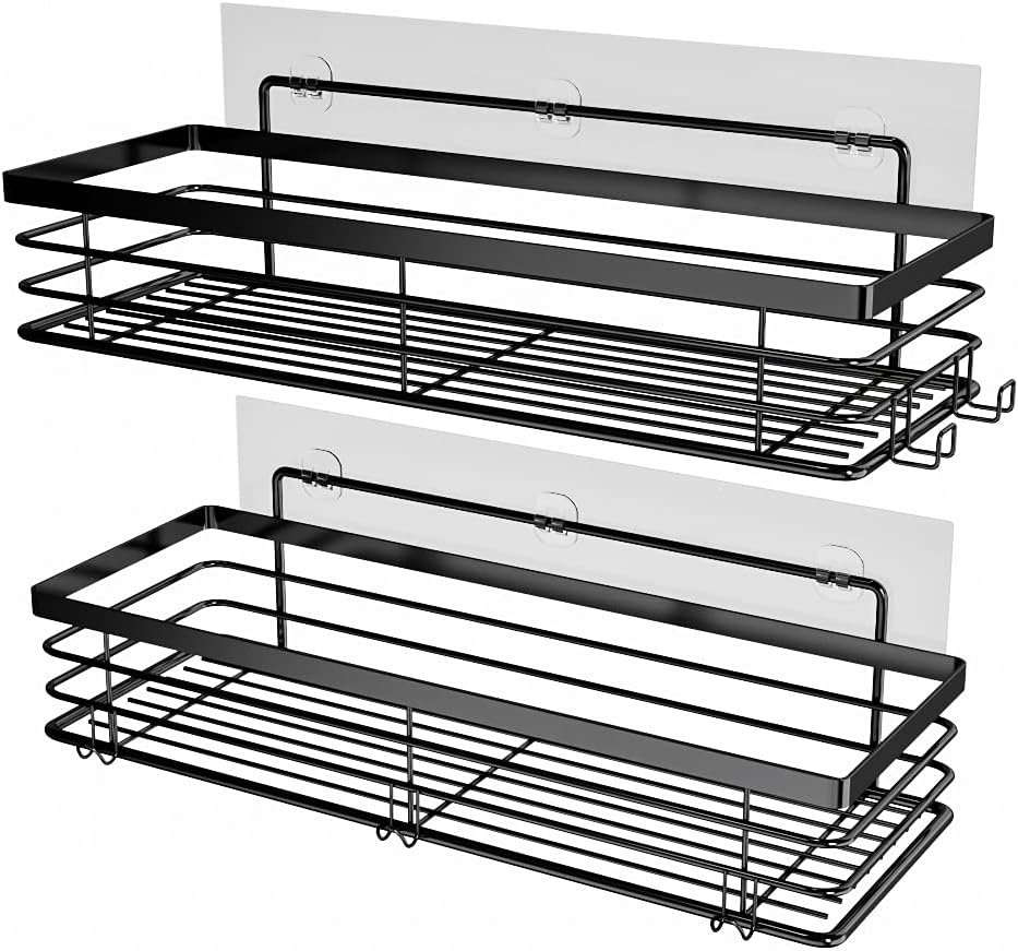 Orimade Shower Caddy 2 Pack with 5 Hooks Rustproof Stainless Steel Adhesive
