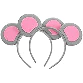 Beaupretty 2 PCS Mouse Ear Headbands Grey Mouse Ears Face Wash Headband Rat Costume Accessories for Halloween Cosplay Costume Dress up Party Decoration