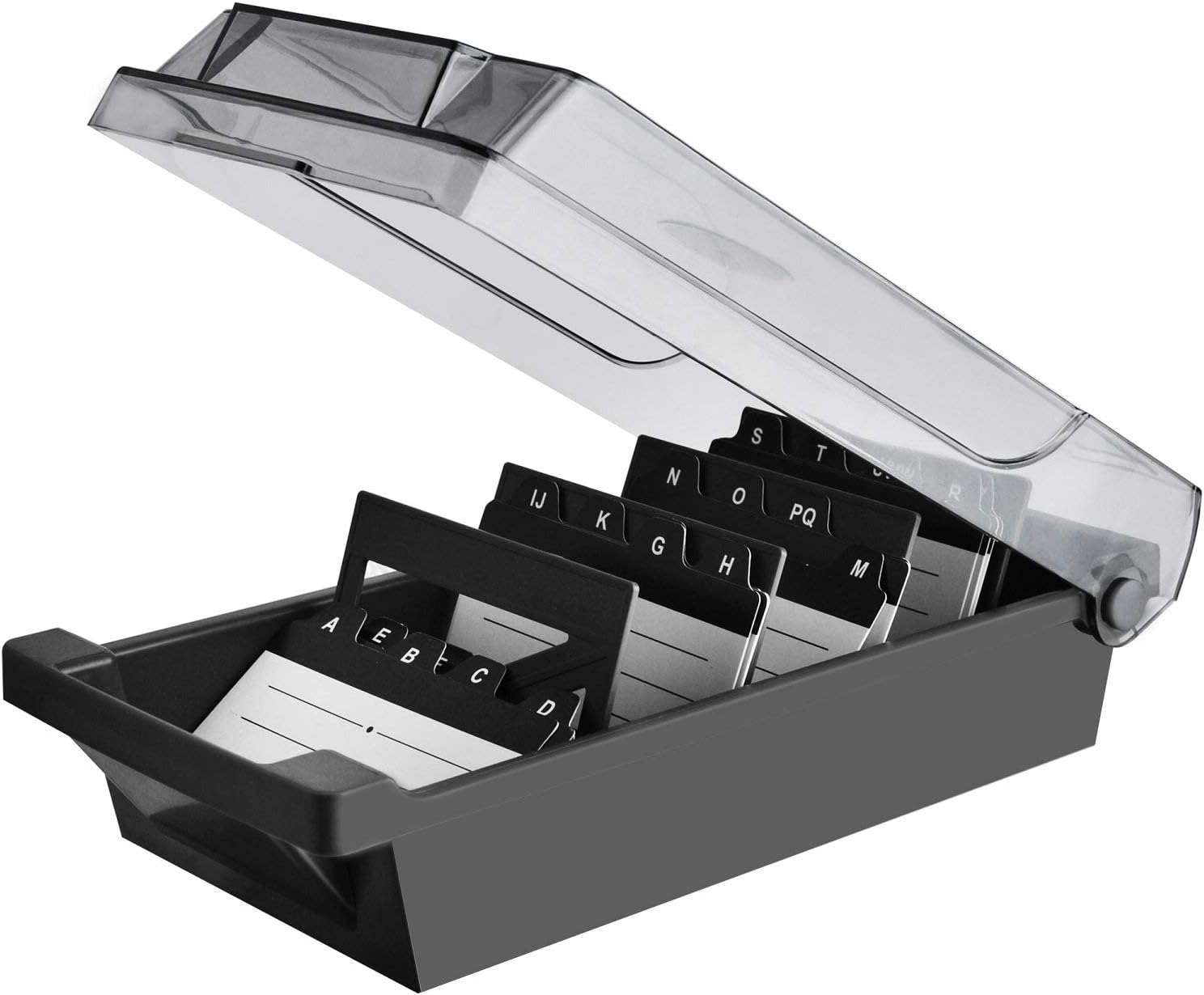 Hamosky Business Card Storage Box, 500 Cards Capacity, Name Card Holder with Dividers, 4 Dividers and A-Z Index Tabs - Image 3