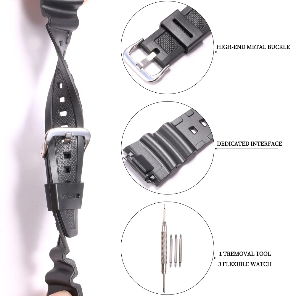 XBHSW Resin watch strap Compatible with Casio AE1200WH AE-1300WH F108WH W218H W-219H W-800H Men's Waterproof Rubber Band Replacement Bracelet