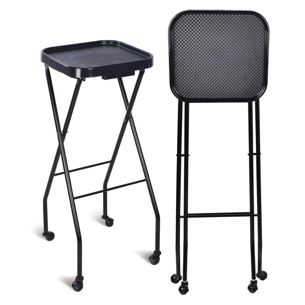 Folding Salon Tray, Salon Trolley, Salon Cart Tattoo Rolling Tray Station-Black: Electronics