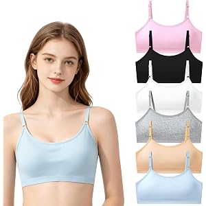 Girls Sports Bra Pure Cotton Soft Teen Bralette for 10-18 Years Skin Friendly and Breathable Wireless Training Bras
