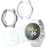 FCMEDZI Compatible for COROS PACE 3 Sport Watch Screen Protector,Case TPU Soft Frame Cover and Tempered Glass Protective Film (Pack of 3+2)