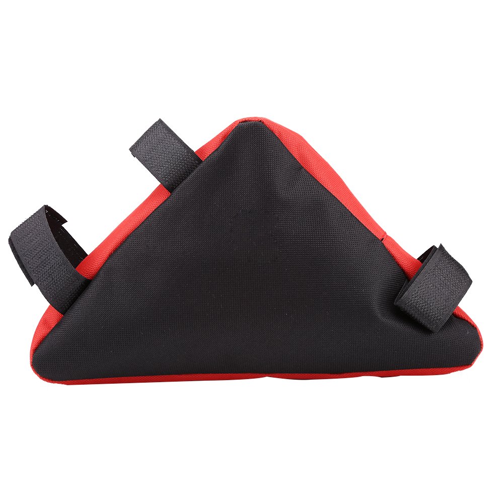 VGEBY1 Triangle Saddle Pouch, Safety Bike Saddle Front Frame Bag Top Tube Pouch for Outdoor Sports Activities Cycling(Black&Red)