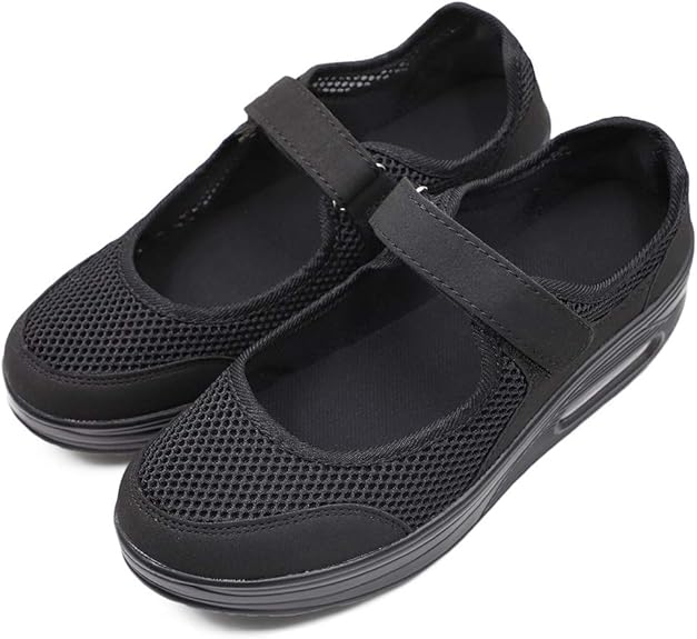 Women's Air Cushion Diabetic Walking Shoes, Adjustable Strap Mesh Mary