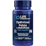 Life Extension Optimized Folate (L-Methylfolate) – Supports Heart & Brain Health – Non-GMO, Gluten-Free, Vegetarian –1700 mcg