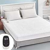 Caperia Heated Mattress Pad Twin XL Size Electric Mattress Bed Warmer 9 Heat Settings, 1-12 Hours Auto Off, Memory Function Deep Pocket, Fast Heating, Machine Washable Twin Plus 39“ x 80”