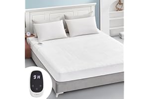 Caperia Heated Mattress Pad Twin XL Size Electric Mattress Bed Warmer 9 Heat Settings, 1-12 Hours Auto Off, Memory Function Deep Pocket, Fast Heating, Machine Washable Twin Plus 39“ x 80”