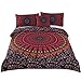 Sleepwish 4pcs Bohemian Duvet Cover Set King Size for Kids Boys Girls Soft Paisley Black Orange Mandala Bedding Set, 1 Duvet Cover 2 Pillowcases 1 Cushion Cover