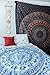 Marubhumi Hippy Mandala Bohemian Tapestry, Indian Dorm Decor, Psychedelic Tapestries Wall Hanging Ethnic Decorative Tapestry (84 x 90 Inches, Neavy Blue Tarquish)