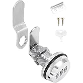 CozyTower Number Combination Lock for File Cabinet, Cam Lock for Mailbox | 1-1/8 Inch Metal Combo Drawer Lock, Keyless Cabinet Lock, Combo Lock for Desk/Gun Cabinet, Lock Replacement, Silver 1 Pack
