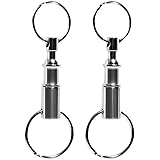 Dual Detachable Keychains Quick Release Pull-Apart Handy Outdoor Travel Key Rings Accessory Lock Holder with Two Split Rings, 2PCS