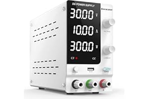 IKococater DC Power Supply Variable 30V 10A with Output Switch, Adjustable Regulated Switching Bench Power Supply with 4-Digits LED Power Display, 5V/2A USB Interface, Accurate Encoder Adjustment Knob