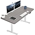 VIVO Electric 60 x 24 inch Standing Desk Workstation, Memory Controller Height Adjustment, 1B Series, One-Piece Dark Gray Top, White Frame, DESK-KIT-1W6G
