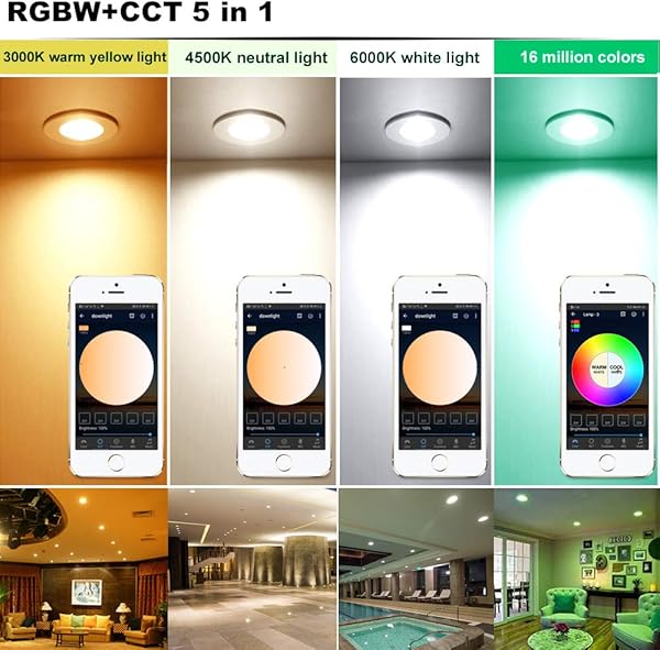 10 focos LED empotrables con WiFi Bluetooth 9 W 230 V RGBWC empotrables 16 millones de colores con mando a distancia Smart Bridge compatible con Alexa Google Home