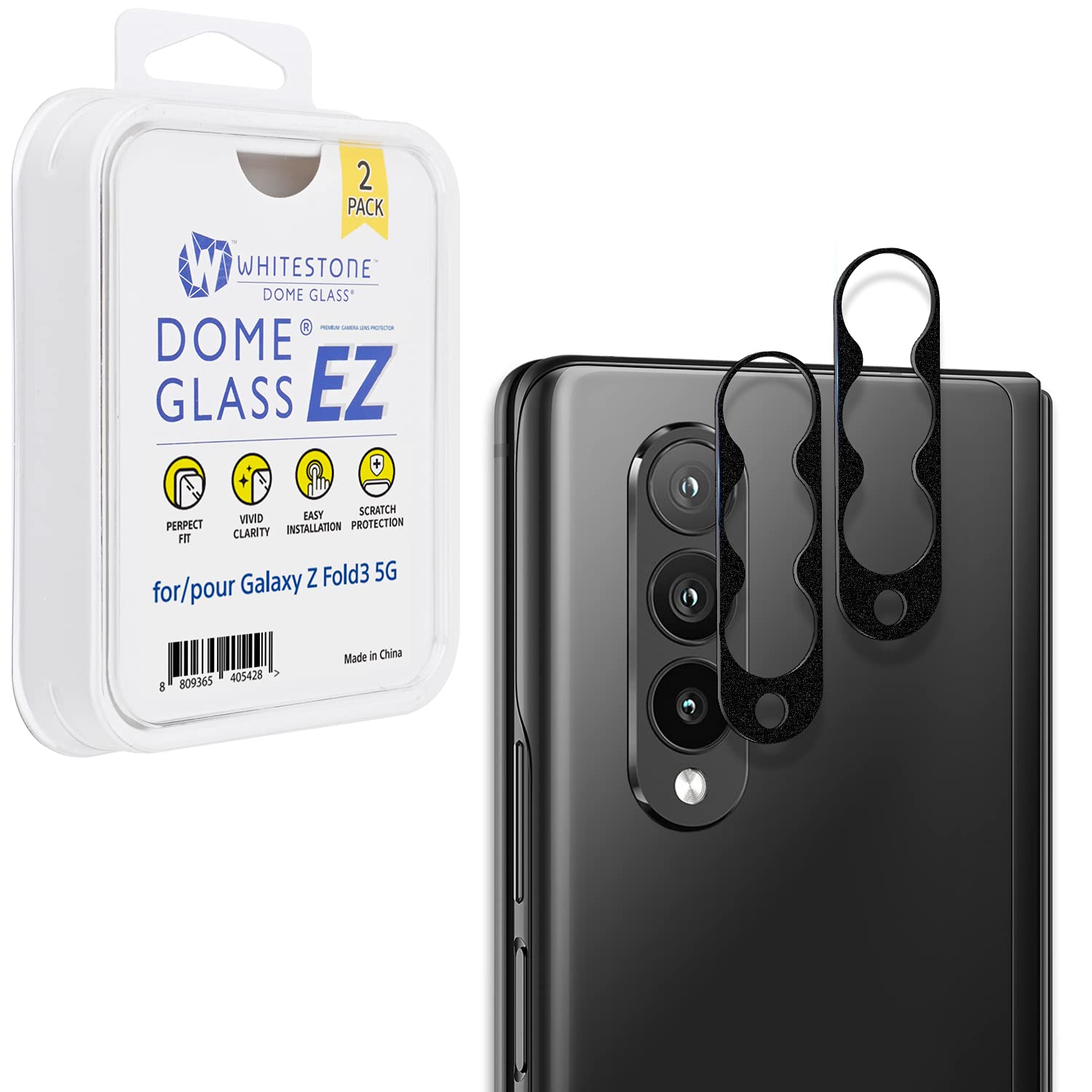 Photo 1 of [Whitestone Dome Camera] Galaxy Z Fold 3 Camera Protector by Whitestone [One Touch Installation] Scratch-Resistant Camera Protector - Two Pack