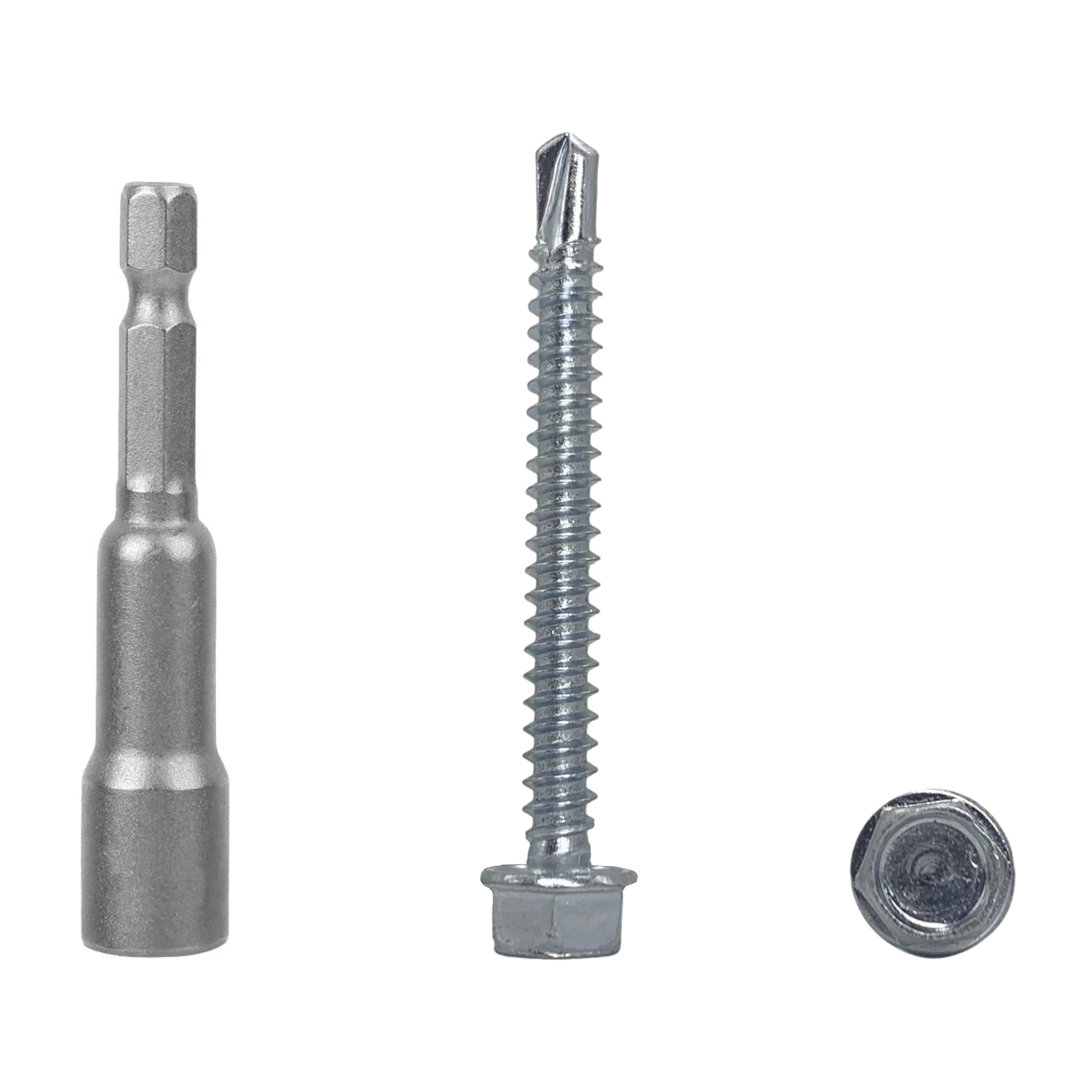 (Pack of 120 pcs) DIN 7504 K Zinc Plated Steel 4.8 x 45 mm Screws, Self-Drilling Sheet Metal Screw, Hex Washer Head, Self Tapping (120, 4.8 x 45 mm)