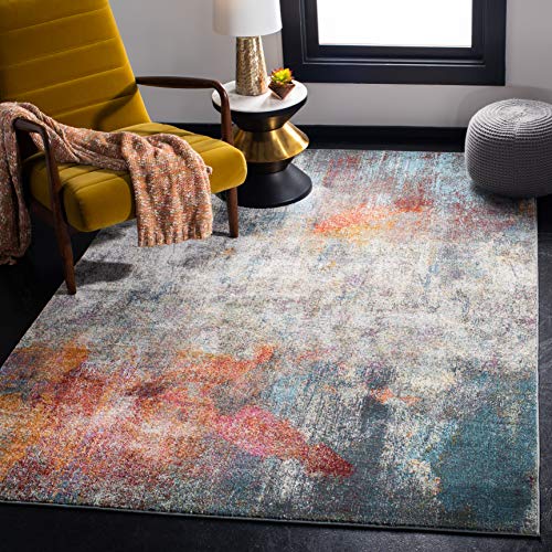 SAFAVIEH Luxor Collection Accent Rug - 4' x 6', Ivory & Blue, Handmade Modern A…