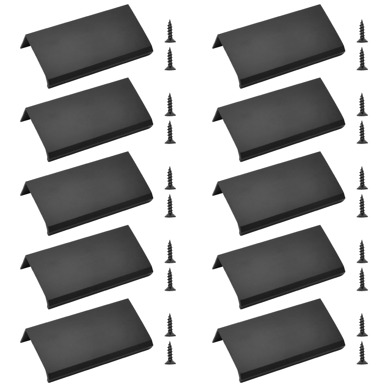 MOROBOR 10 Pack Finger Edge Pull, Concealed Handle Modern Style Corner Edge Drawer Handle, Aluminum Alloy Invisible Handle Wardrobe Handle for Cabinet Drawer, 80mm/Matte Black