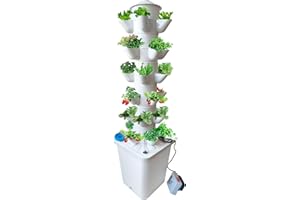 TOUTEK Hydroponic Tower Hydroponic Growing Tower System, Pump Garden Tower with Timer Automatic Watering with Pump and Movable Water Tank Vegetable Plant Gift for Gardening Lover (30 Pots)