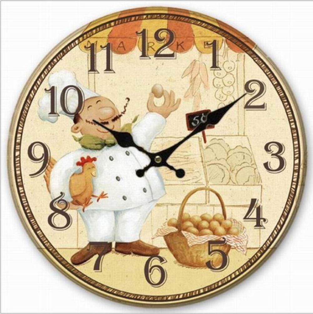 MA Wall Clocks for Kitchen Modern Retro Wooden No Tick