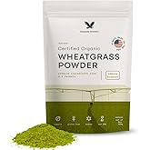 Stateside Growers Organic Wheatgrass Powder - 100% Whole-Leaf Powder for Energy, Detox & Immunity Support - Rich in Immune Vitamins, Fibers, and Minerals - Vegan-Friendly, Raw & Gluten-Free (8 Ounce)