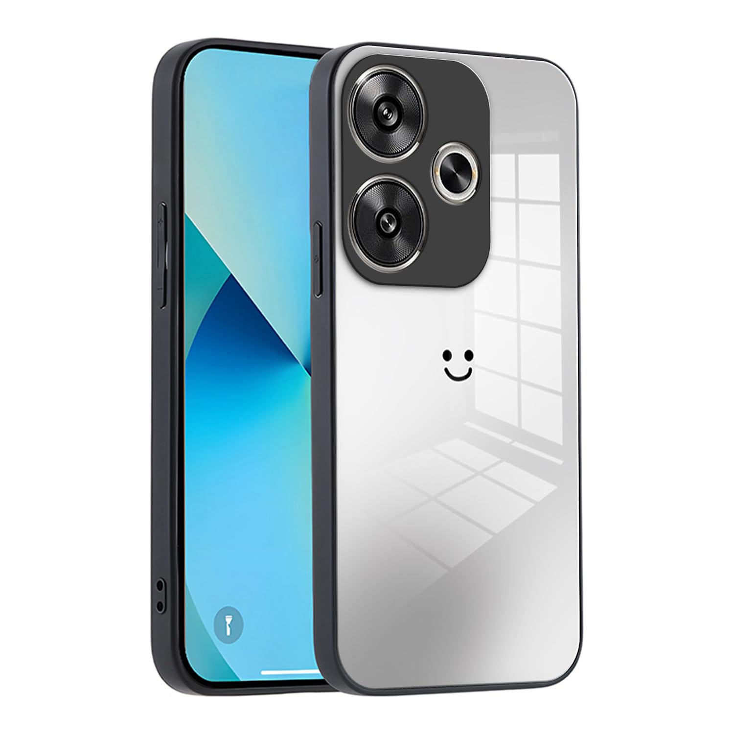 XINYEXIN Gradient Glass Phone Case for Xiaomi Poco F6 5G Cover - Slim Protective, Soft Silicone Bumper, Shockproof and Scratch-resistant - Black
